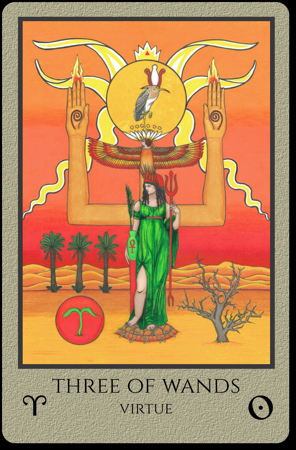Three of Wands Telos Tarot of 777 by M.M. Meleen